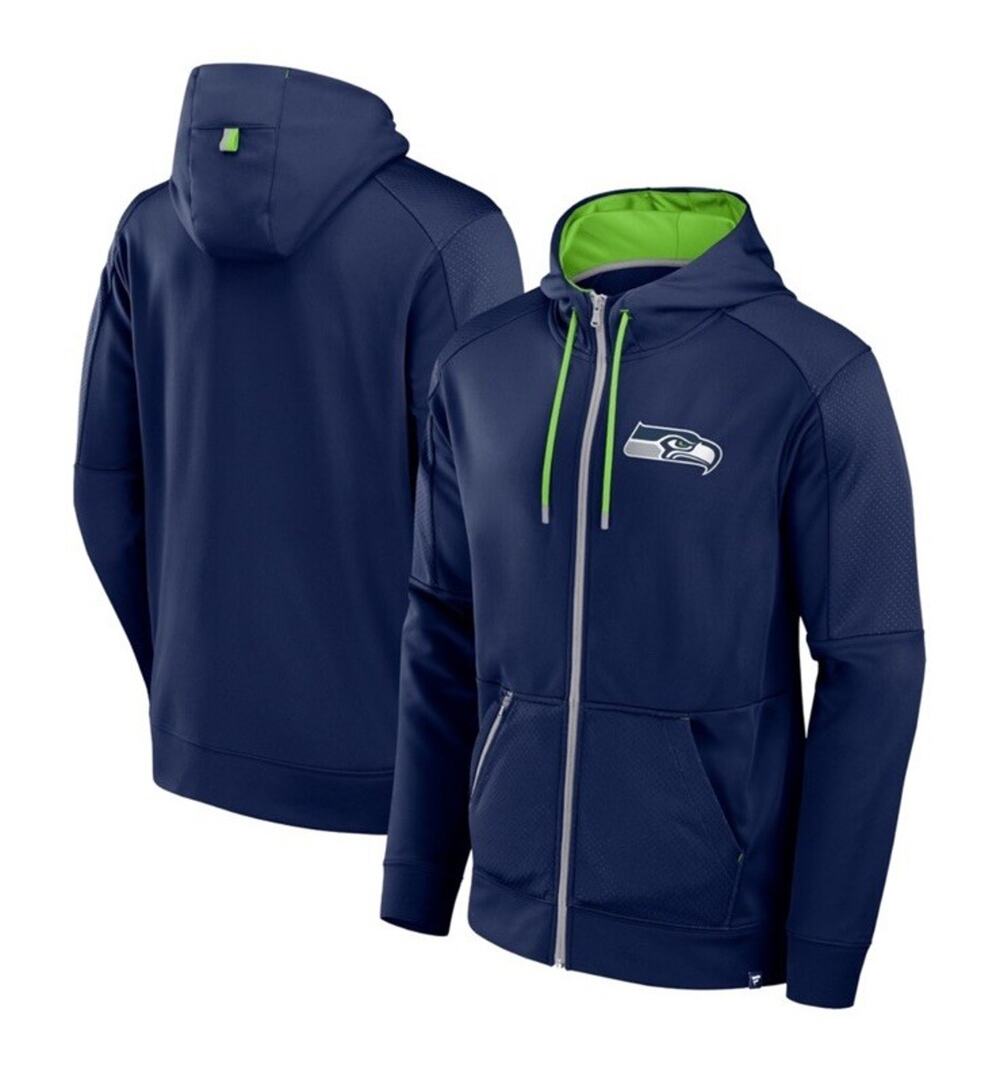NFL Seattle Seahawks Full-Zip Hoodie Men's Size XL Heavyweight Waffle Knit Blue